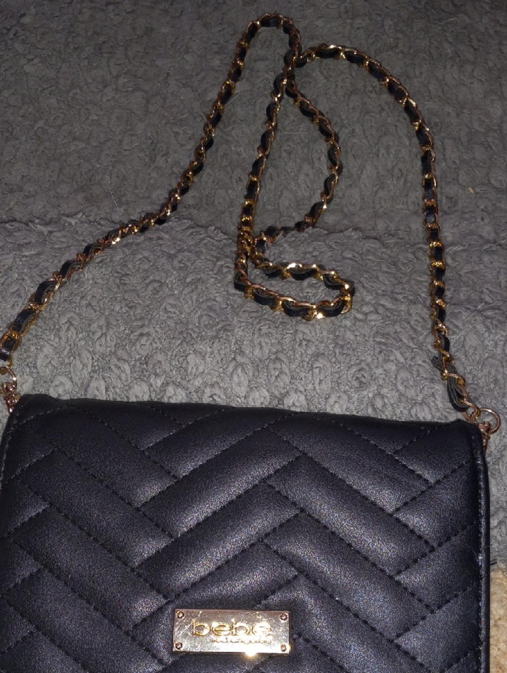 Bebe Black Quilted Chain Crossbody Bag